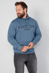 Boston Park Sweatshirt Stehkragen Schriftzug Blau/Hellblau/Dunkelblau