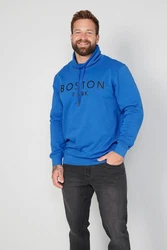 Boston Park Sweatshirt Stehkragen Schriftzug Hellblau/Blau/Dunkelblau