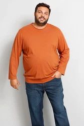 Boston Park T-Shirt Langarmshirt Bauchfit Rundhals Braun/Rot/Orange