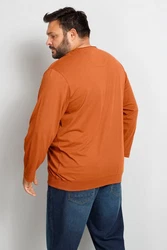 Boston Park T-Shirt Langarmshirt Bauchfit Rundhals Braun/Rot/Orange