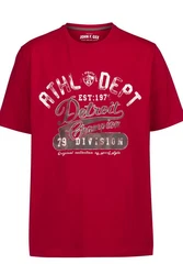 John F. Gee T-Shirt Athl. Dept. Print Dunkelrot/Rot