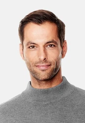 Vincenzo Boretti V-Ausschnitt Pullover tailliert Stehkragen Grau/Dunkelgrau/Hellgrau