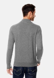 Vincenzo Boretti V-Ausschnitt Pullover tailliert Stehkragen Grau/Dunkelgrau/Hellgrau