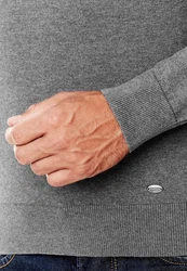 Vincenzo Boretti V-Ausschnitt Pullover tailliert Stehkragen Grau/Dunkelgrau/Hellgrau