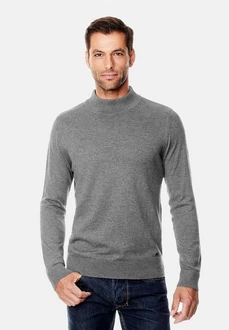 Vincenzo Boretti V-Ausschnitt Pullover tailliert Stehkragen Grau/Dunkelgrau/Hellgrau