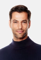 Vincenzo Boretti V-Ausschnitt Pullover tailliert Stehkragen Dunkelblau