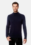 Vincenzo Boretti V-Ausschnitt Pullover tailliert Stehkragen Dunkelblau