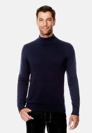 V-Ausschnitt-Pullover tailliert Stehkragen