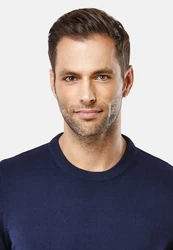 Vincenzo Boretti V-Ausschnitt Pullover Dunkelblau/Blau