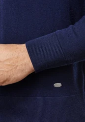 Vincenzo Boretti V-Ausschnitt Pullover Dunkelblau/Blau