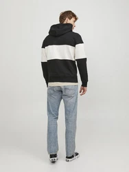Jack & Jones Sweatshirt JORLAKEWOOD SWEAT HOOD BF LN Schwarz/Creme/Beige