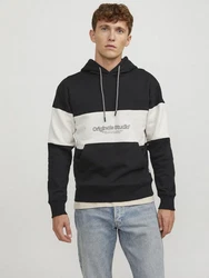 Jack & Jones Sweatshirt JORLAKEWOOD SWEAT HOOD BF LN Schwarz/Creme/Beige