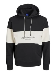 Jack & Jones Sweatshirt JORLAKEWOOD SWEAT HOOD BF LN Schwarz/Creme/Beige