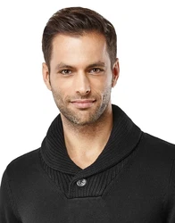 Vincenzo Boretti V-Ausschnitt Pullover Schalkragen Schwarz/Rot
