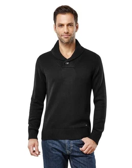 Vincenzo Boretti V-Ausschnitt Pullover Schalkragen Schwarz/Rot