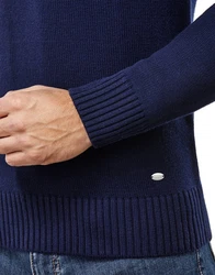 Vincenzo Boretti V-Ausschnitt Pullover Schalkragen Dunkelblau/Blau