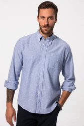 JP1880 Businesshemd Langarm Buttondown-Kragen Modern Fit Hellblau/Dunkelblau/Blau