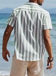 JMIERR Kurzarmhemd Freizeithemd Sommer Casual Türkis/Grün/Schwarz