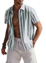Kurzarmhemd Gestreiftes Hemd Herren Kurzarm Freizeithemd Sommer Casual S-3XL (Kurzarm, Kurzarm)