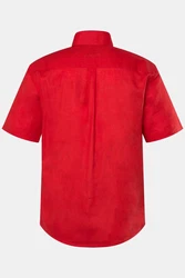 JP1880 Kurzarmhemd Leinenmix-Hemd Buttondown-Kragen Rot/Dunkelrot
