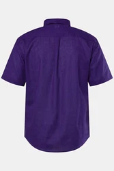 JP1880 Kurzarmhemd Leinenmix-Hemd Buttondown-Kragen Lila/Dunkelblau/Fliederfarben