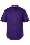 JP1880 Kurzarmhemd Leinenmix-Hemd Buttondown-Kragen Lila/Dunkelblau/Fliederfarben