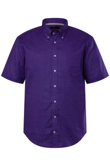 JP1880 Kurzarmhemd Leinenmix-Hemd Buttondown-Kragen Lila/Dunkelblau/Fliederfarben JP1880 Kurzarmhemd Leinenmix-Hemd Buttondown-Kragen Lila/Dunkelblau/Fliederfarben