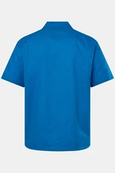 JP1880 Kurzarmhemd Leinenmix Kubakragen Blau