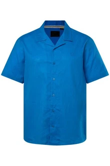 JP1880 Kurzarmhemd Leinenmix Kubakragen Blau JP1880 Kurzarmhemd Leinenmix Kubakragen Blau