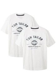 T-Shirt Logo T-Shirt 2-er Pack Kurzarm Set mit Logo Print (2-tlg) 6356 in Wei-2