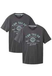 T-Shirt Logo T-Shirt 2-er Pack Kurzarm Set mit Logo Print (2-tlg) 6356 in Grau-2