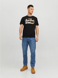Jack & Jones T-Shirt 2-er Set Logo T-Shirt Kurzarm Basic Shirt JJELOGO (5576) Schwarz (5576)