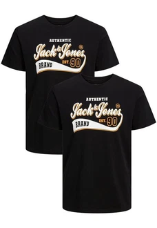 Jack & Jones T-Shirt 2-er Set Logo T-Shirt Kurzarm Basic Shirt JJELOGO (5576) Schwarz (5576)