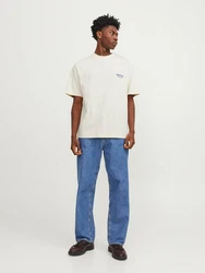 JACK & JONES T-Shirt 'JORSantorini' Khaki/Beige/Dunkelblau/Weiß/Creme
