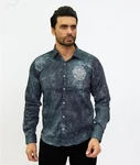 TRUENO Langarmhemd Totenkopf Motiven Hemd Blau