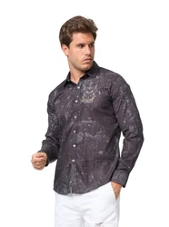 TRUENO Langarmhemd Totenkopf Motiven Hemd Schwarz (5095)