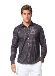 TRUENO Langarmhemd Totenkopf Motiven Hemd Schwarz (5095)