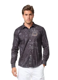 TRUENO Langarmhemd Totenkopf Motiven Hemd Schwarz (5095) TRUENO Langarmhemd Totenkopf Motiven Hemd Schwarz (5095)