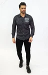 TRUENO Langarmhemd Totenkopf Motiven Hemd Schwarz/Hellblau