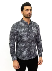 TRUENO Langarmhemd Totenkopf Motiven Hemd Schwarz (5102)