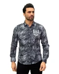 TRUENO Langarmhemd Totenkopf Motiven Hemd Schwarz (5102)