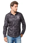 TRUENO Langarmhemd Totenkopf Motiven Hemd Schwarz (5097)