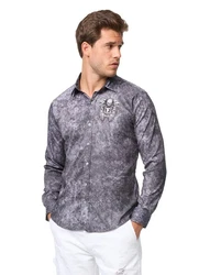 TRUENO Langarmhemd Totenkopf Motiven Hemd Schwarz (5100)