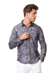 TRUENO Langarmhemd Totenkopf Motiven Hemd Schwarz (5100)