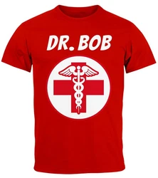 MoonWorks Print-Shirt Herren T-Shirt Fasching Karneval Arzt Dr Bob Kostüm (Faschingskostüme) Braun/Rot/Dunkelrot/Beige