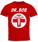 MoonWorks Print-Shirt Herren T-Shirt Fasching Karneval Arzt Dr Bob Kostüm (Faschingskostüme) Braun/Rot/Dunkelrot/Beige