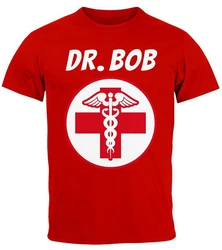 MoonWorks Print-Shirt Herren T-Shirt Fasching Karneval Arzt Dr Bob Kostüm (Faschingskostüme) Braun/Rot/Dunkelrot/Beige