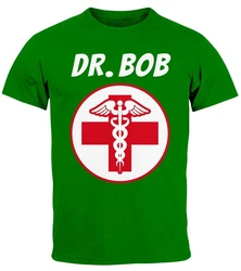 MoonWorks Print-Shirt Herren T-Shirt Fasching Karneval Arzt Dr Bob Kostüm (Faschingskostüme) Grün/Braun