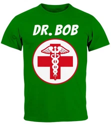 MoonWorks Print-Shirt Herren T-Shirt Fasching Karneval Arzt Dr Bob Kostüm (Faschingskostüme) Grün/Braun