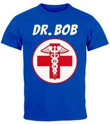 MoonWorks Print-Shirt Herren T-Shirt Fasching Karneval Arzt Dr Bob Kostüm (Faschingskostüme) Braun/Blau/Beige/Hellblau